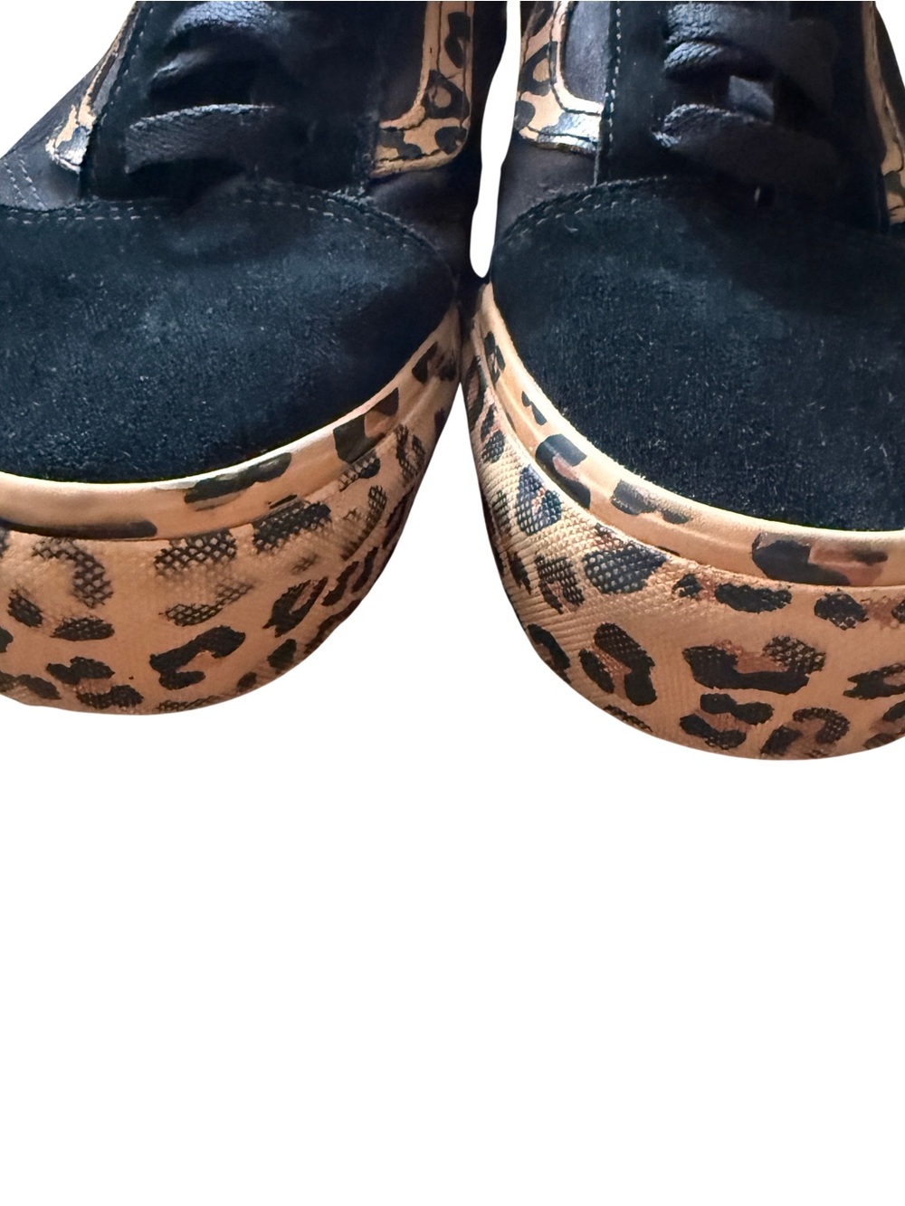 VANS OLD SKOOL PLATFORM LEOPARD PRINT BLACK SUEDE CANVAS SNEAKERS WOMENS SIZE 8 - Picture 4 of 11